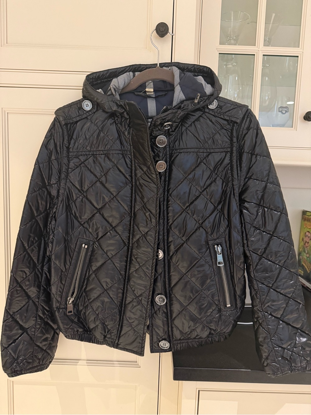 Burberry Quilted Black Hooded Jacket